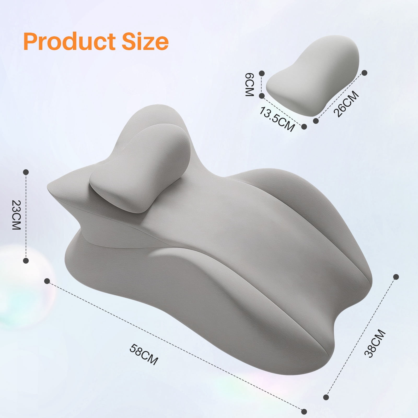 Eurhowing Ergonomic Memory Foam Wedge Pillow for Adults, Back Neck Shoulder Pain Relief, Adjustable Headboard Support for Sleeping, Reading, Reclining Bed Pillow, Gray
