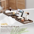 thumbnail image 2 of Teak Bathtub Tray, Expandable Bath Tray for Tub 28–40in, Foldable Bath Caddy with Wine Holder, Phone & Tablet Stand, Wooden Bathtub Organizer, Luxury Spa Bathroom Accessories Gift, 2 of 7