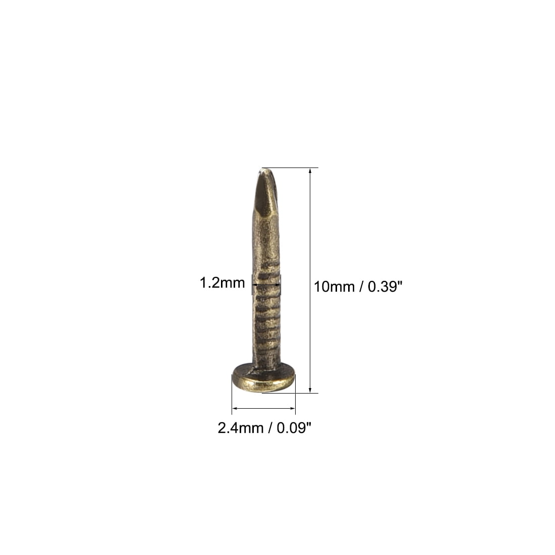 Unique Bargains 1x10mm Tiny Nails Carbon Steel Copper Plating Bronze 200 Pack