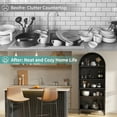 thumbnail image 2 of 74"Kitchen Pantry Arched Cabinet,, 5-Tier Arch Bookshelf Bookcase with Shelves Glass Door Pantry Display Storage Cabinets Cupboard for Kitchen Living Room Black, 2 of 7