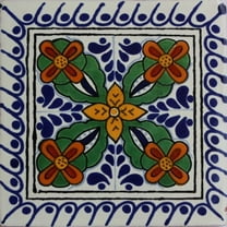 6x6 Cacerez Talavera Mexican Tile, Set of 4 pcs