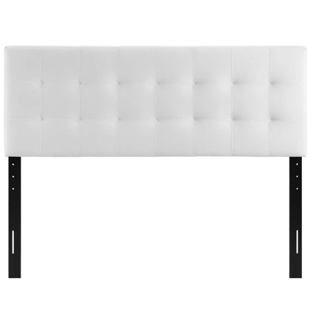 Modway Lily Grand Lit Tête de Lit Capitonnée en Velours de Performance, Blanc