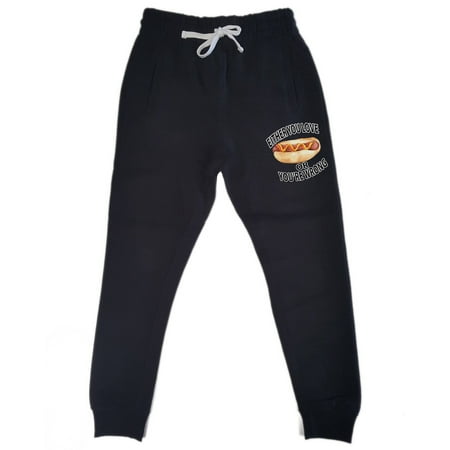 Men's Love Hot Dog Or You're Wrong KT T137 Black Fleece Gym Jogger Sweatpants X-Large Black