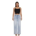 thumbnail image 3 of Mid-Low Rise Baggy Jeans Wide Leg for Women Distressed Pants Stretchy Bottom Lady Basic Comfortable Denim (US, Numeric, 27, Regular, Regular, Mid Low-Light Blue), 3 of 31
