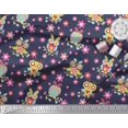 thumbnail image 2 of Soimoi Silk Fabric Floral & Owl Cartoon Decor Fabric Printed Yard 42 Inch Wide, 2 of 3