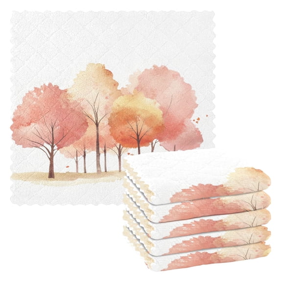 6 Pieces of Kitchen Towels 11x11Inch Kitchen Dish Cloths Kitchen Dish Towels Reuseable Cleaning Cloths Orange Tree