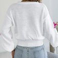 thumbnail image 3 of Ribbed Knit Pullover Winter Clothes Women's Fashion Fall And Winter Contrast Bow Waist Sleeve Loose Sweater Pullover Tops White S, 3 of 5