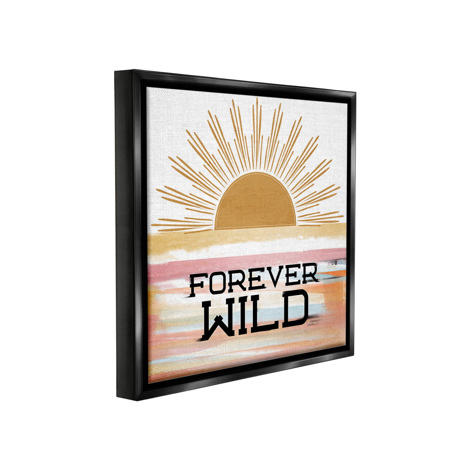 Stupell Industries Forever Wild Sun Rays Landscape Painting Black Floater Framed Canvas Art Print Wall Art, 18 x 18