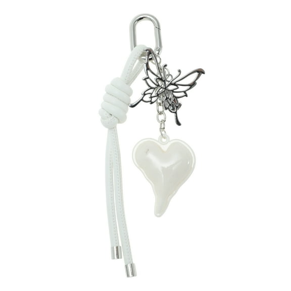 Unique Bargains 1 Pc Stylish Hearts Braided Rope Handbag Charm Bag Accessories White