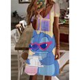 thumbnail image 3 of Vestido con estampado de Lilo y Stitch de Disney para mujer, largo hasta la rodilla, cuello en V, informal, elegante, diseño de moda, nuevo Y2K, verano 2024, 3 of 5