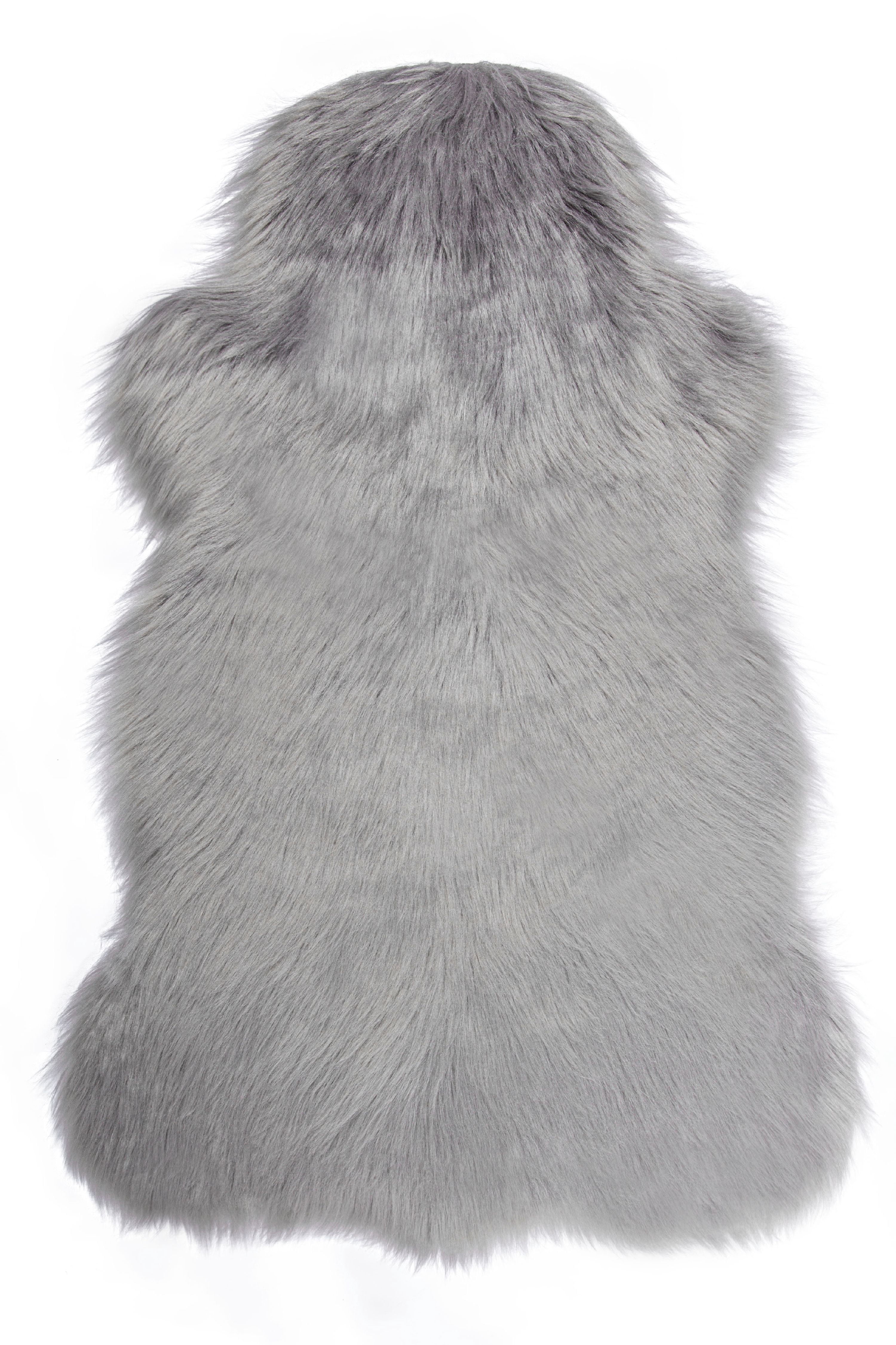 Deluxe Soft Faux Sheepskin Fur Series Decorative Indoor Area Rug 2 x 3 Feet, Grey, 1 Pack