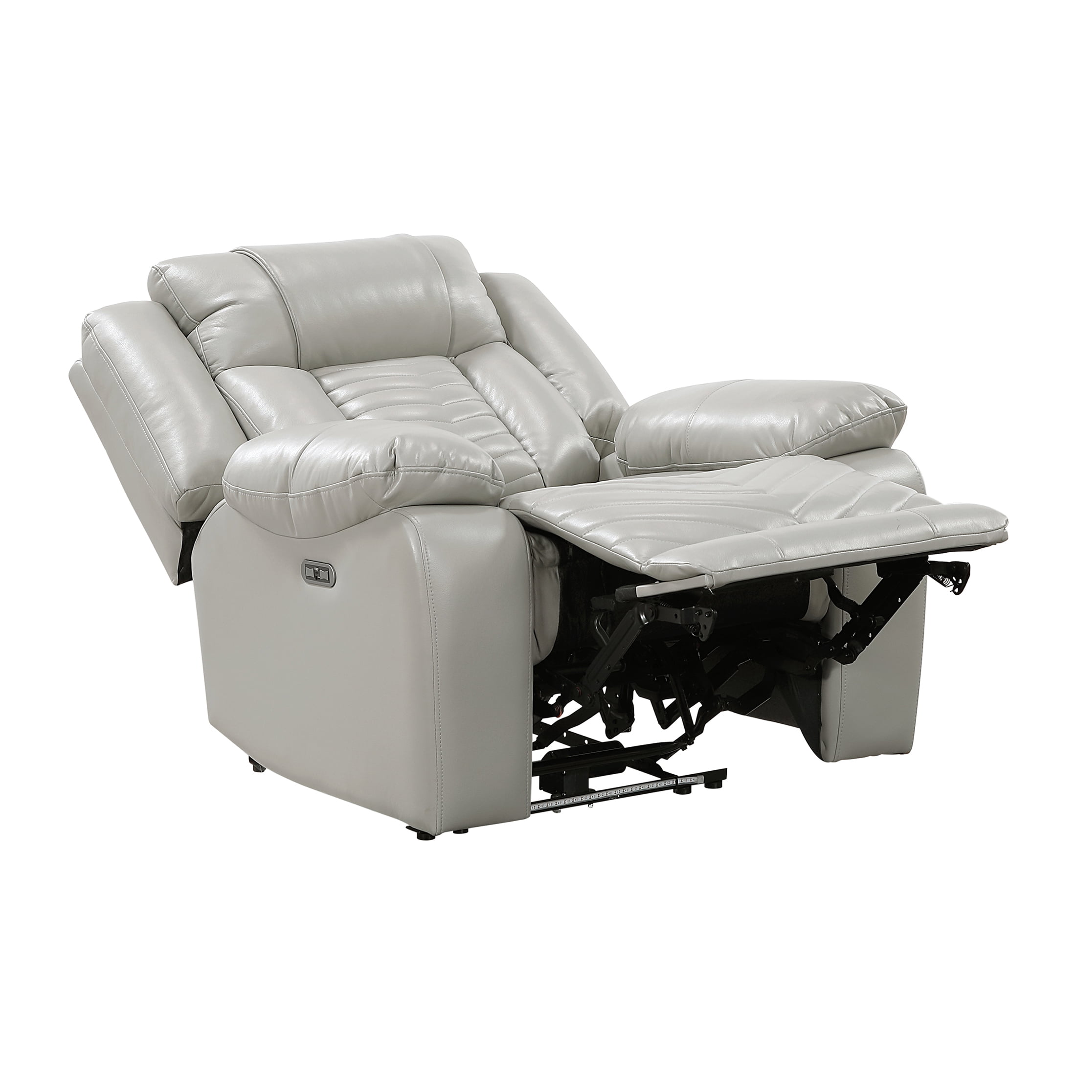 OakvillePark Orinthal Faux Leather Power Reclining Chair with LED and Charging Ports, Gray