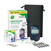 OneTouch Ultra Plus Flex Value Diabetes Testing Kit | Blood Sugar Test Kit Includes 1 Blood Glucose Meter, 1 Lancing Device, 30 Diabetic Test Strips, 10 Lancets, and Carrying Pouch