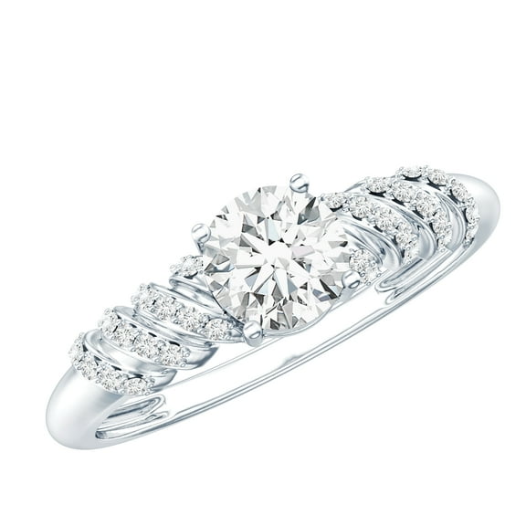 Rosec Jewels Designer Diamond Engagement Ring (Lab Grown) - 1 Carat - 6 mm - EF-VS Quality, 925 Sterling Silver, US 4.00