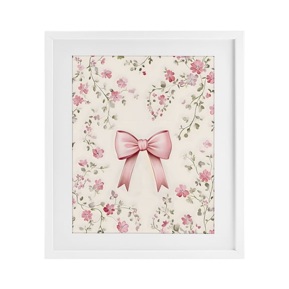 Stupell Industries Girly Ribbon Bow White Framed Print Under Glass, design by Arlington Prints