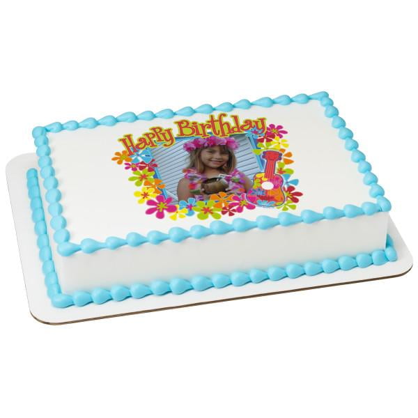Luau Birthday Edible Cake Topper Image Frame
