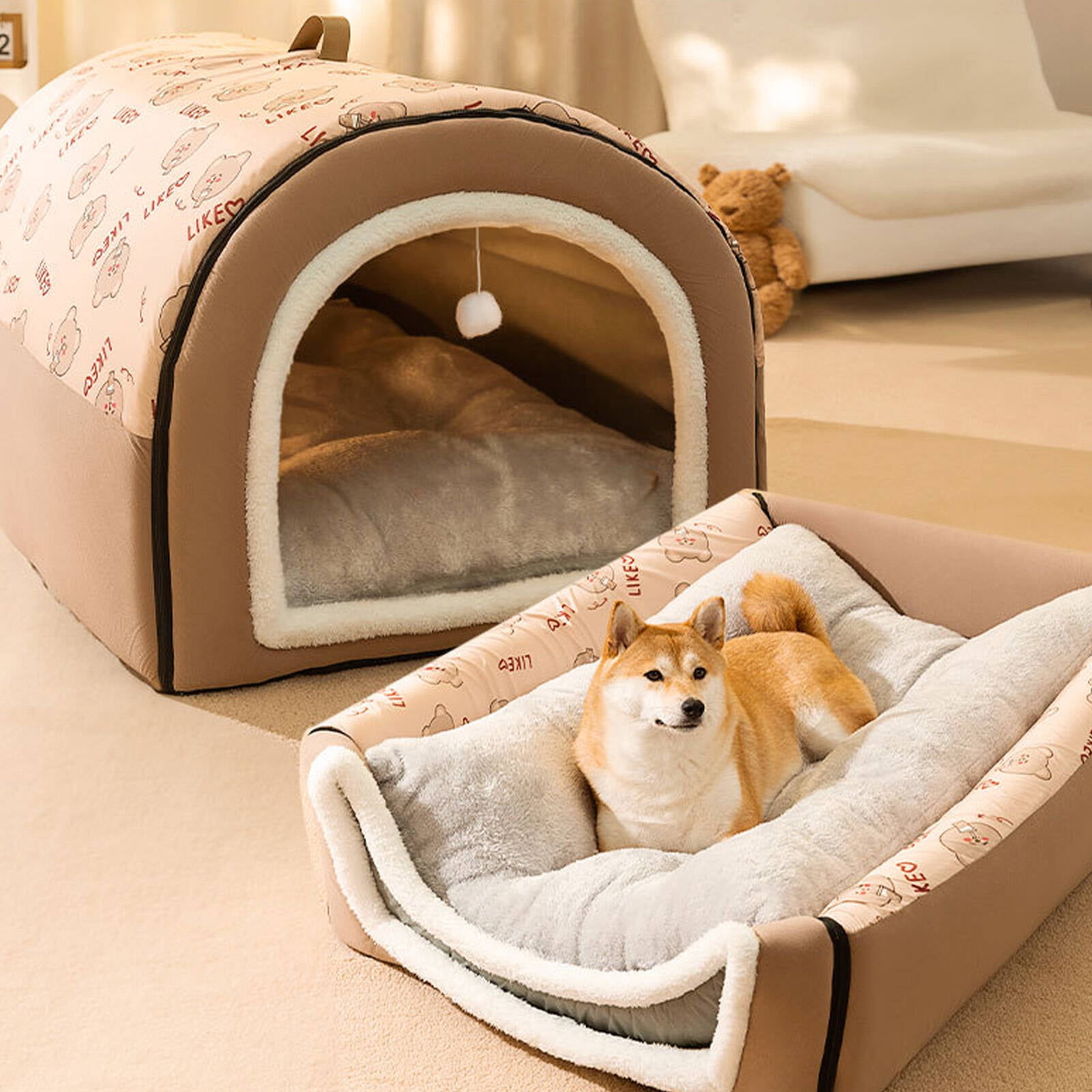 AUQ Cat Beds for Indoor Cats,Two-in-One Design for Flexible Comfort Cat Bed,Stylish and Functional Design Pet Bed,XXXL