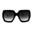thumbnail image 2 of Womens 90s Designer Fashion Thick Rectangular Butterfly Sunglasses Shiny Black Gold Smoke, 2 of 4