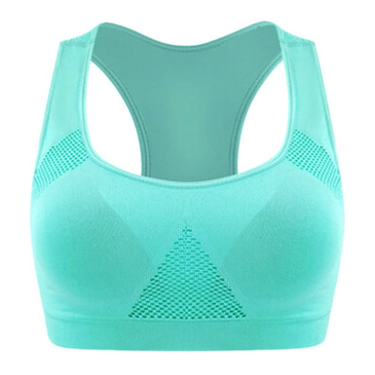 STEADY Women's Solid Color Hollow Out Breathing Holes Plus Size Bra Yoga  Sports Underwear XL / Mint Green 