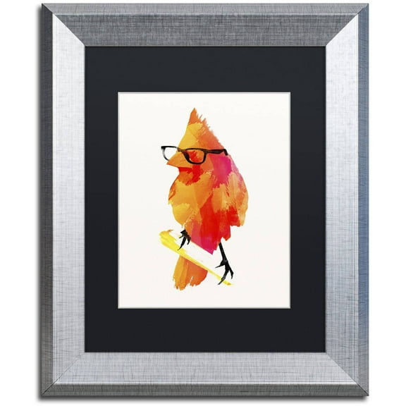 Trademark Fine Art 'Punk Birdy' Canvas Art by Robert Farkas, Black Matte, Silver Frame