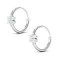 thumbnail image 2 of Rosec Jewels Floral Hoop Earrings with Diamond, 18K White Gold, 2 of 8