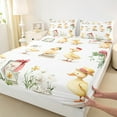 thumbnail image 3 of Homewish Kids Children Kawaii Duck 4 Pieces Queen Sheet Sets,Chic Flowers Ultra Soft Flat Sheet,Cute Floral Animal Queen Fitted Sheet,Microfiber Bedroom Decor, 3 of 7