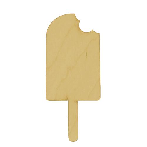 Package of 1, Large 5" x 12" x 0.125" Baltic Birch Plywood Popsicle with Bite Wood Cutout for Art and Craft Project, Made in USA