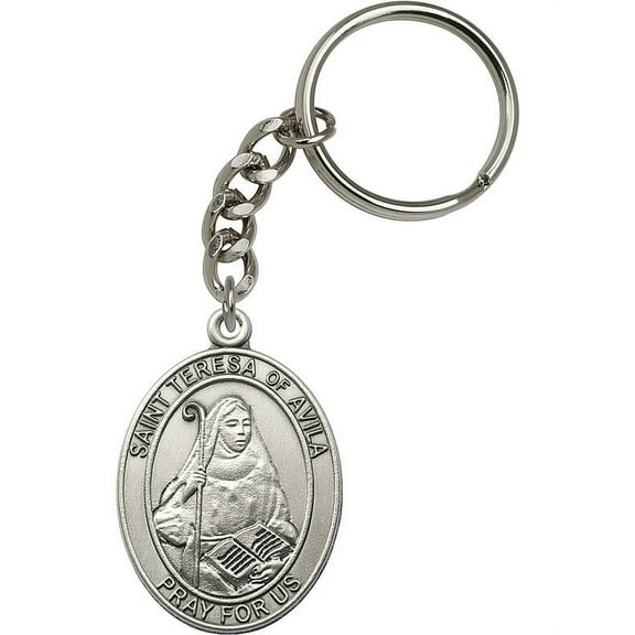Silver-Plated Oxide St. Teresa of Avila Keychain