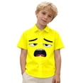 thumbnail image 4 of WOYY Girls Summer Beach Shirt Cartoon Expression Short Sleeve Button Down Shirt, Sizes 3-15, 4 of 5