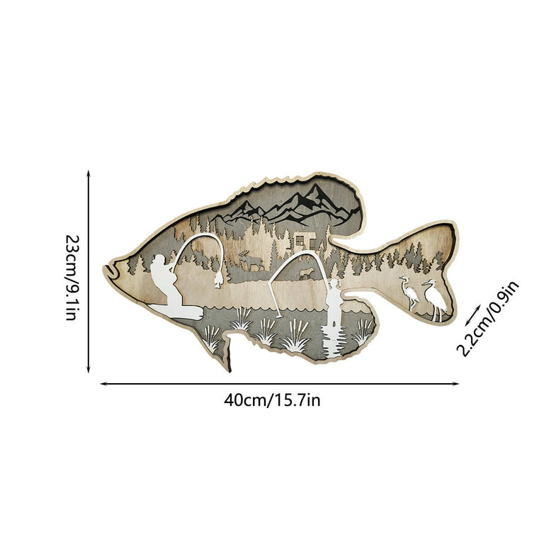 jovati Decorations for Living Room Wall Decor 6 Layer Largemouth Bass Fish  Crappie Fish Wooden Decoration Wall Art Decor Living Room Wall Decorations