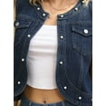 thumbnail image 6 of DARING DIVA Women's Sleeveless Denim Vest with Pearl Embellishments M Deep Blue, 6 of 7