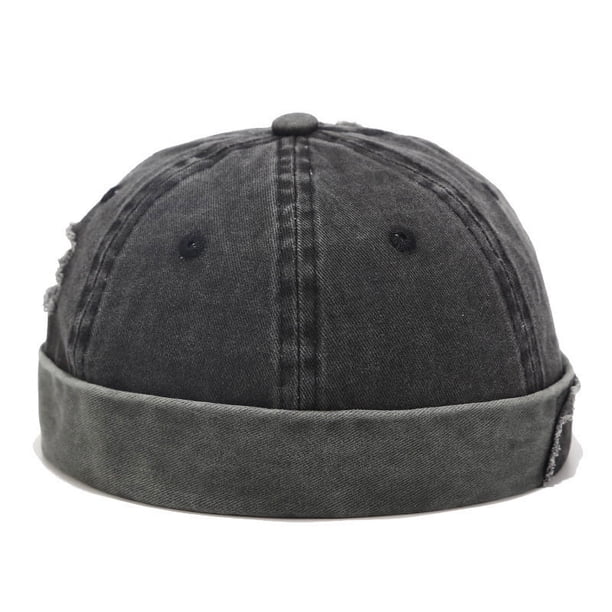 Zhuge Gorro de estibador desgastado con parche de estilo hip hop para hombre (negro)