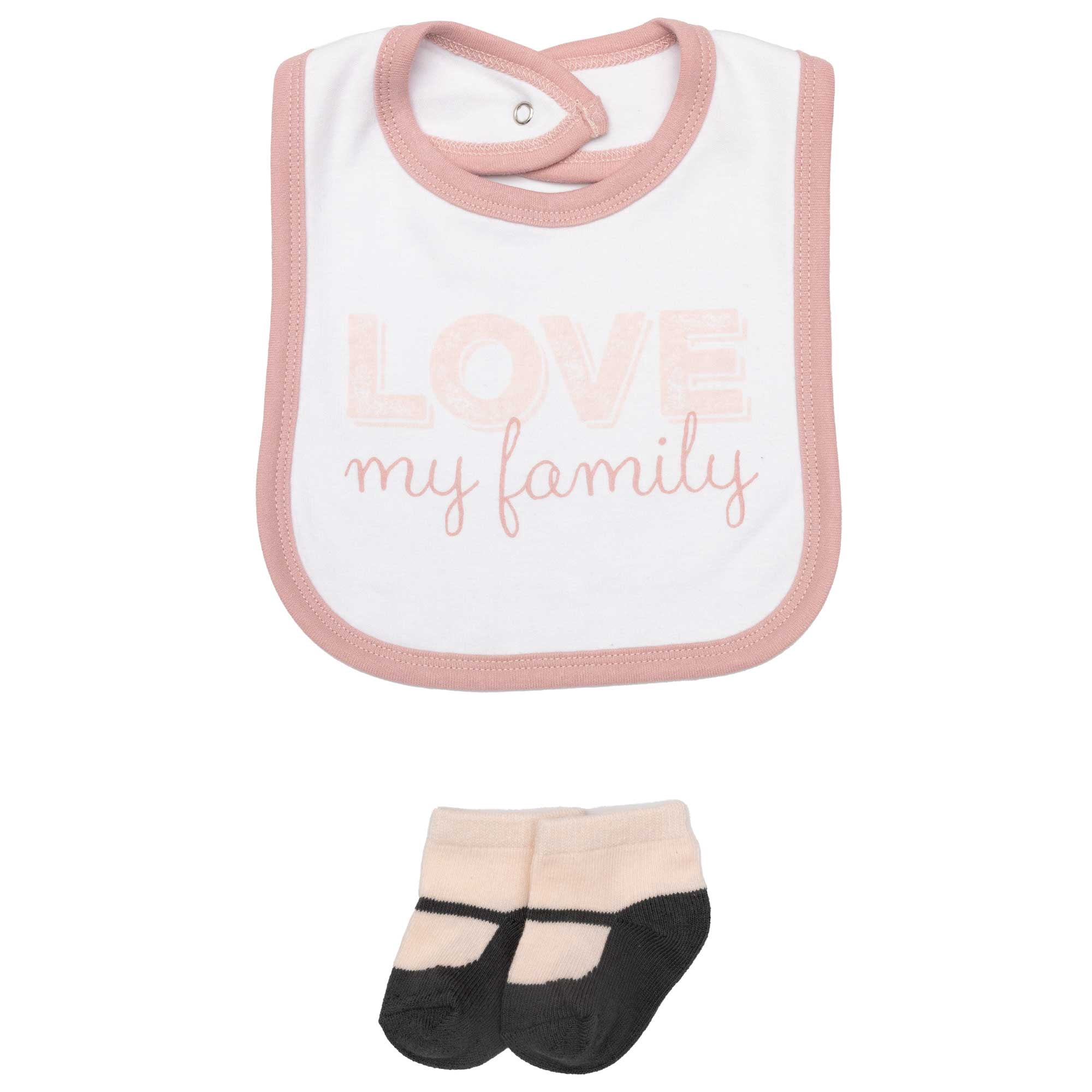Hudson Baby Infant Girls Cotton Layette Set, Love My Family&nbsp;, 3-6 Months