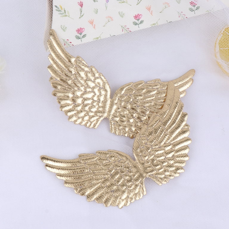 Wings Angel Crafts Mini Small Fairy Tiny Craft DIY Ornaments Decor Fabric Patches Ornament Glitter Golden White Pink, Infant Unisex, Size: 5.51 x 4.13