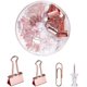 thumbnail image 1 of ZHAOCHENG Juego de 72 piezas de material de oficina, incluye 22 clips para carpetas, 30 sujetapapeles, 20 chinchetas, organizador de accesorios de escritorio escolar con caja (C-oro rosa), 1 of 5