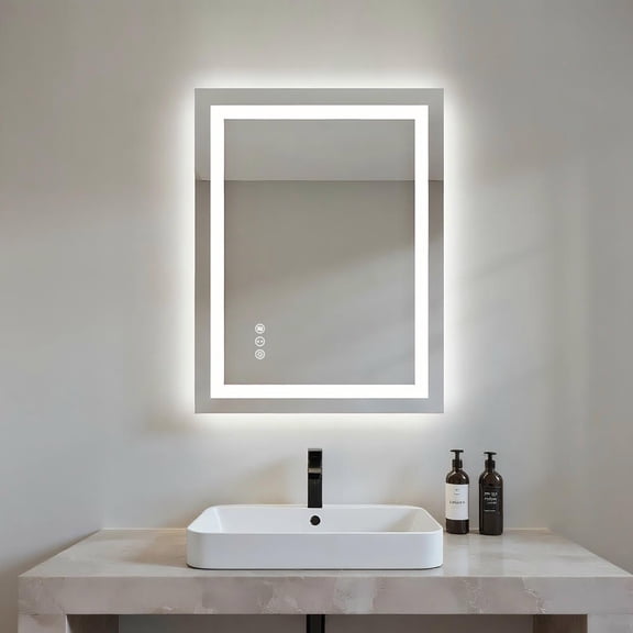 Resenkos 32x24 Inch Frameless Rectangle LED Bathroom Mirror - Vanity-Focused Illumination, Sleek Look for Bathroom Countertops​