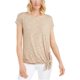 thumbnail image 2 of JM Collection Camiseta básica con lazo lateral para mujer, beige, PM, 2 of 2