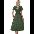 thumbnail image 3 of Vestido Bohemio Informal de Corta con Escote en V y Dobladillo para Mujer, Color Verde , Talla L, 3 of 10