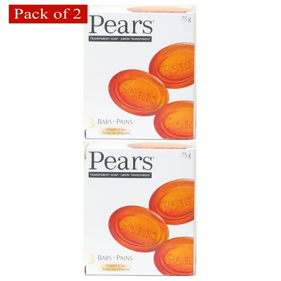 Pears Soap Transparent Amber, 3 Bars, 75g (Pack of 2)