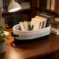 thumbnail image 5 of Staron Woven Toilet Paper Storage Basket, Decorative Bathroom Organizer Basket for Countertop Tank Top, Multicolor Polyester Storage Bin for Living Room Bedroom Nursery Home Decor, 5 of 6