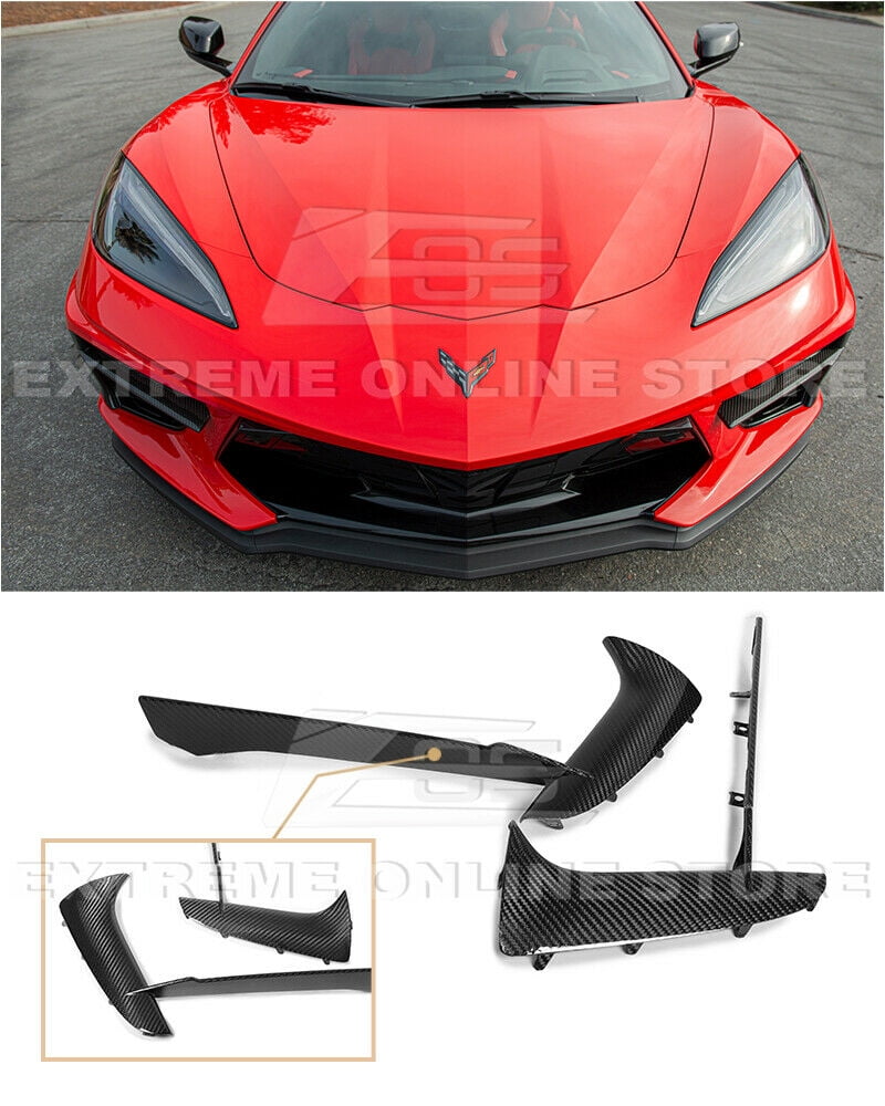 Replacement For 2020-Present Chevrolet Corvette C8 | GM Factory Style  CARBON FIBER Front Lower Side Grille Accent Bezel Insert