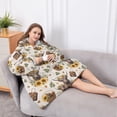thumbnail image 5 of Oversized Wearable Blanket Hoodie,Beige Highland Cow Sunflower Basket Pattern Sherpa Blanket Hoodie with Super Pockets,Super Warm Fuzzy Pullover for Women & Men, 5 of 6