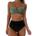 thumbnail image 1 of Ketyyh-chn99 Tankini Bathing Suits Tankini Tops 2024 Women's Ribbed Tankini Sets Mid Waist Two Piece Bathing Suit Green,S, 1 of 5