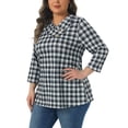 thumbnail image 4 of Agnes Orinda Women's Plus Size Tops 3/4 Sleeve Knit Striped Dressy Casual Blouse Asymmetric Neck Fashion t Shirt 4X Grey, 4 of 6