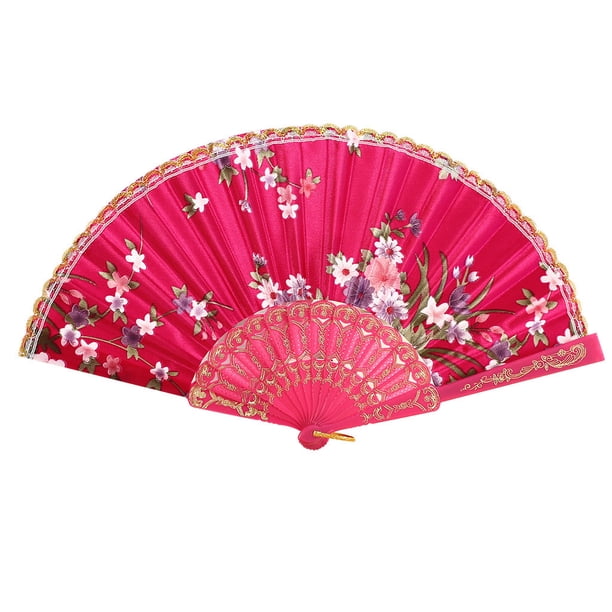 Ventilador plegable Vintage estilo chino a la mano de los ventiladores de lace seda plegable ventiladores de mano Fan plegado de mano for la fiesta de la iglesia Danza regalo de boda