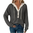 thumbnail image 2 of Lovskoo Long Sleeve Sweatshirt for Women color block Trendy Casual hooded Sweatshirt Tops Blouse Dark Gray, 2 of 8