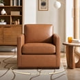 thumbnail image 2 of CHITA Swivel Accent Chairs for Living Room, Comfortable Arm Chairs for Bedroom,Genuine Leather in Brown, 2 of 12