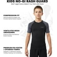thumbnail image 5 of Exxact Sports Kids BJJ Rash Guard Short Sleeve, Ranked No Gi Jiu Jitsu Compression Shirt for Boys & Girls for MMA, Wrestling - (Black/Grey, YXL), 5 of 7