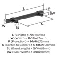 thumbnail image 3 of Miseno Mcp8506 Skyway 5-1/16" Center To Center Bar Cabinet Pull - Bronze, 3 of 4