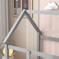thumbnail image 2 of Twin Size Floor Bed with House Roof Frame, Floor Bed Frame with Fence, Bed Slat Support for Small Places and Bedroom, Grey, 2 of 9